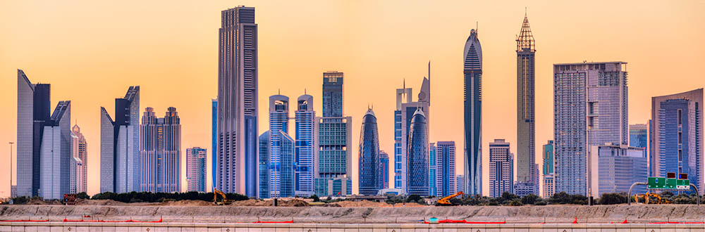 Dubai skyline at dusk